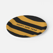 Happy New Year Black and Yellow Pappteller (Schrägansicht)