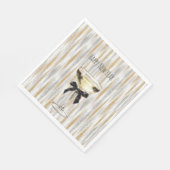 Happy New Year Black Bow Gold Silver Champagne Serviette (Ecke)