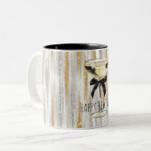 Happy New Year Black Bow Gold Silver Champagne Zweifarbige Tasse (Vorderseite Links)