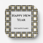 Happy New Year Black Gold Boxes Pappteller (Vorderseite)