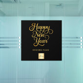 Happy New Year Black Gold Business Logo Fensteraufkleber