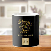 Happy New Year Black Gold Business Logo Kaffeetasse