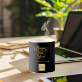Happy New Year Black Gold Business Logo Kaffeetasse