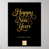 Happy New Year Black Gold Business Logo Poster (Vorne)
