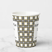 Happy New Year Black Gold Checkered BoxesPaper Cup Pappbecher (Links)