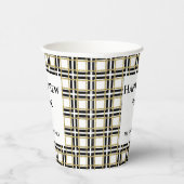 Happy New Year Black Gold Checkered BoxesPaper Cup Pappbecher (Rechts)