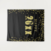 Happy New Year Black Gold Confetti Foto Hintergrun Wandteppich (Vorderseite (Horizontal))