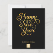Happy New Year Black Gold Firmenlogo-Karte (Vorderseite)