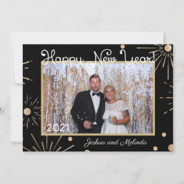 Happy New Year Black Gold Hinzufügen Sie Ihr eigen Feiertagskarte
