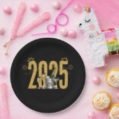 Happy New Year - Black Gold Plate Pappteller (Party)