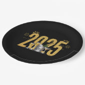 Happy New Year - Black Gold Plate Pappteller (Schrägansicht)