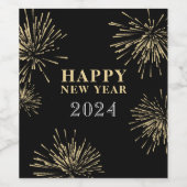 Happy New Year Black Gold Weinetikett (Einzelnes Label)