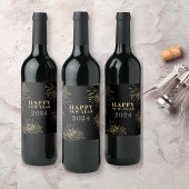 Happy New Year Black Gold Weinetikett