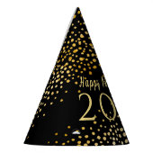 Happy New Year Black Imitate Gold Confetti Urlaub Partyhütchen (Links)