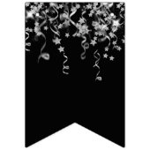 Happy New Year Black Silver Wimpelkette (Erste Fahne)