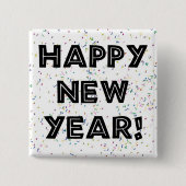Happy New Year Black Text Button (Vorderseite)