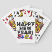 Happy New Year - Black Text with Party Hats Spielkarten (Rückseite)