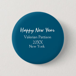 Happy new year blue name place year boho simple button