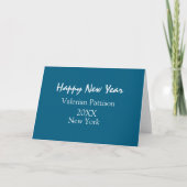 Happy new year blue name place year boho simple dankeskarte (Vorderseite)
