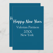 Happy new year blue name place year boho simple  einladung (Vorne/Hinten)