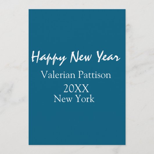 Happy new year blue name place year boho simple  einladung (Vorderseite)