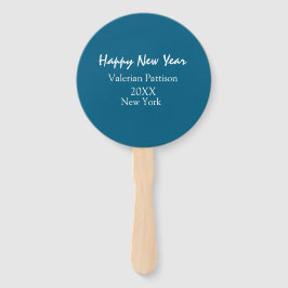 Happy new year blue name place year boho simple fächer