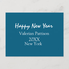 Happy new year blue name place year boho simple feiertagspostkarte
