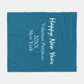 Happy new year blue name place year boho simple fleecedecke (Vorderseite (Horizontal))