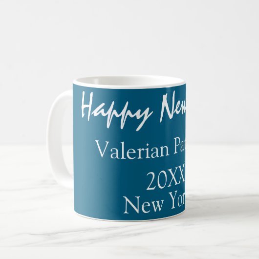 Happy new year blue name place year boho simple  kaffeetasse (Vorderseite Links)