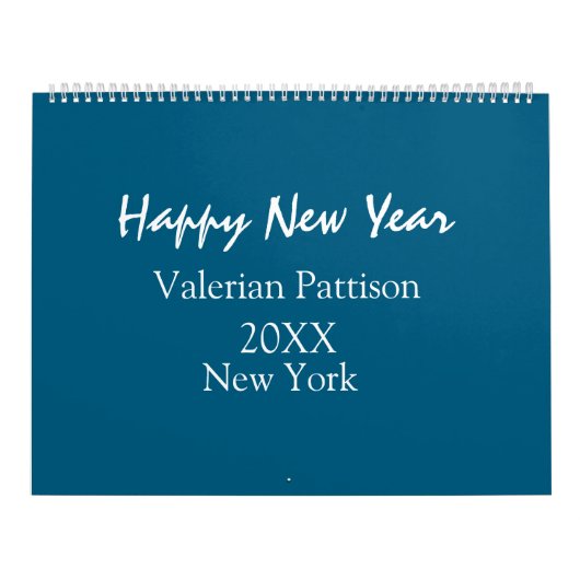 Happy new year blue name place year boho simple  kalender (Titelbild)