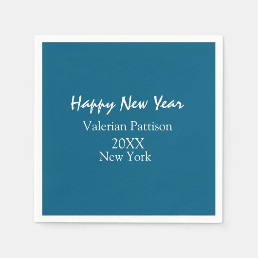Happy new year blue name place year boho simple serviette (Vorderseite)