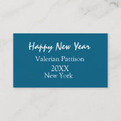 Happy new year blue name place year boho simple visitenkarte (Rückseite)