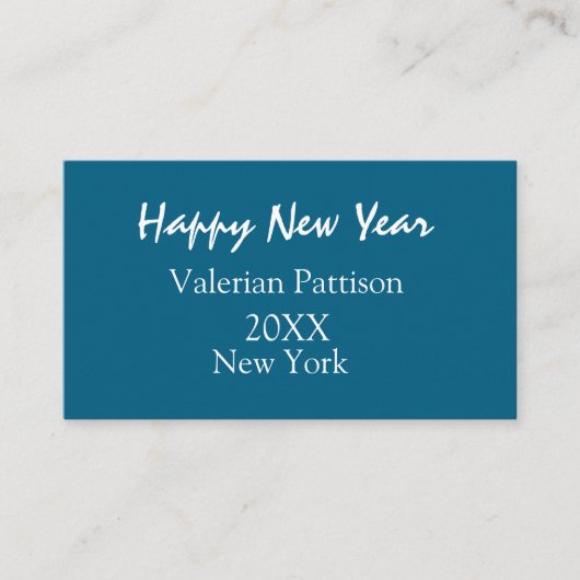 Happy new year blue name place year boho simple visitenkarte (Vorderseite)