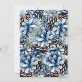Happy New Year Blue Pinecones Flat Card Einladung (Rückseite)