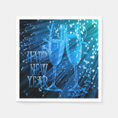 Happy New Year Blue Sparkle Glasses Napkins Serviette (Vorderseite)