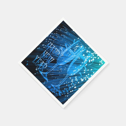 Happy New Year Blue Sparkle Glasses Napkins Serviette (Ecke)