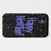 Happy New Year - Blue Text on Black Confetti Case-Mate iPhone Hülle (Rückseite (Horizontal))