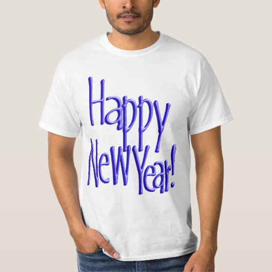 Happy New Year - Blue Text T-Shirt (Vorderseite)