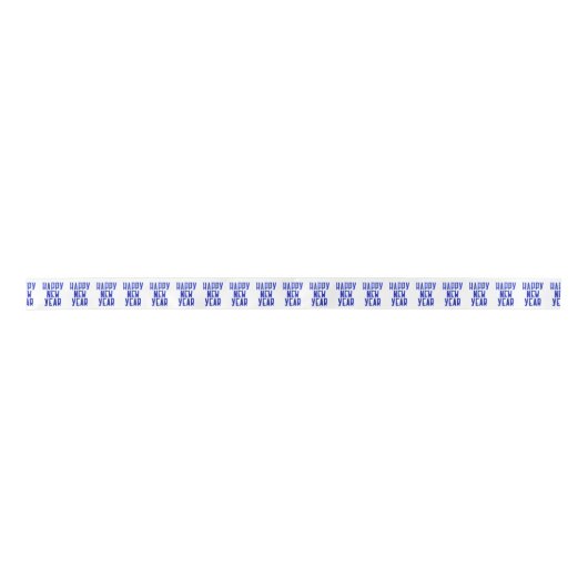 Happy New Year Blue White Gift Wrap Ribbon Satinband (Vorderseite)