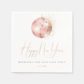 Happy New Year Blush Pink Rose Gold Disco Ball  Serviette (Vorderseite)
