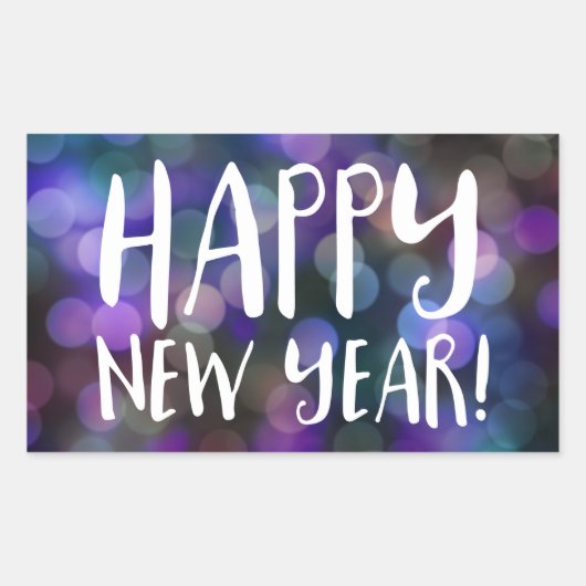 Happy New Year Bokee Rechteckiger Aufkleber (Vorderseite)