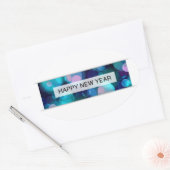 Happy new year (bokeh) ovaler aufkleber (Umschlag)