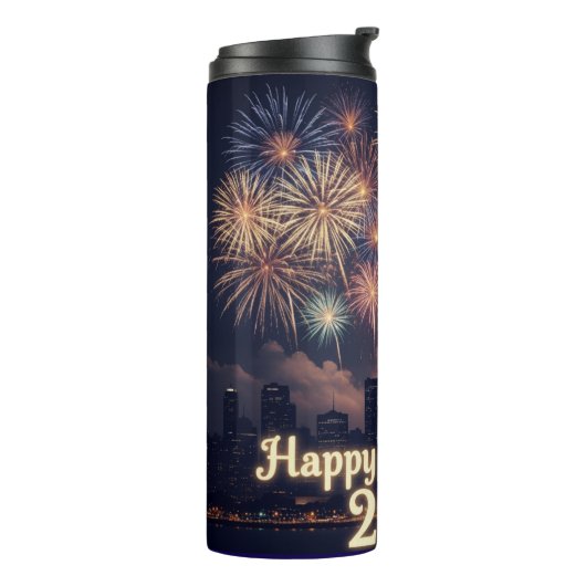 Happy New Year Bottle | Stylish Celebration Drinkw Thermosbecher (Nach links gedreht)