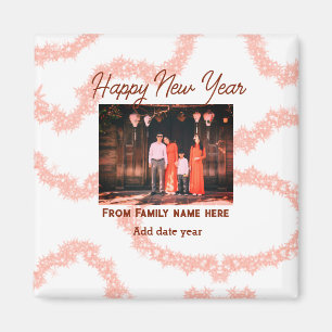 Happy new year brawn fügen Foto Familienname Glitz Magnet