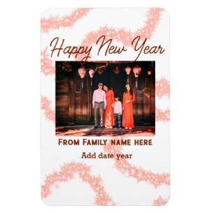 Happy new year brawn fügen Foto Familienname Glitz Magnet