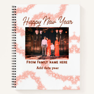 Happy new year brawn fügen Foto Familienname Glitz Notizblock