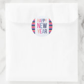Happy New Year Bright Stripe Runder Aufkleber (Tasche)