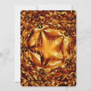 Happy New Year Brown Gold Copper Elegante Star Feiertagskarte