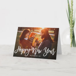 Happy New Year Brush Script Calligrafy Foto Feiertagskarte
