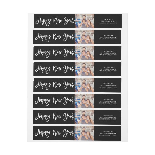 Happy New Year Brush Script Foto-Adresse (Bogen)